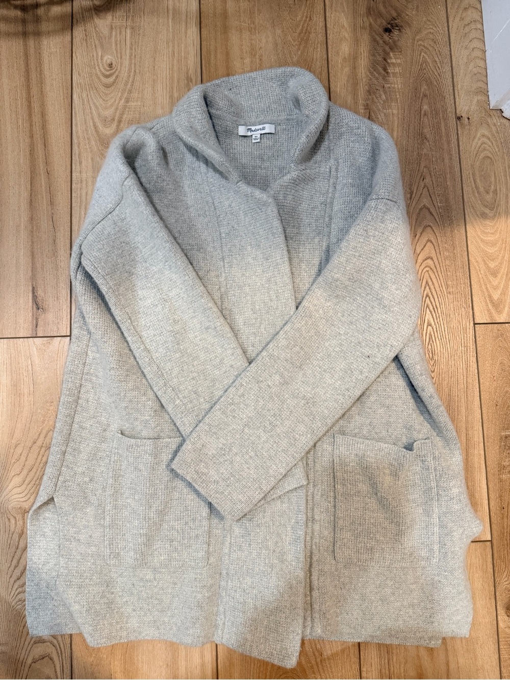 Madewell Light Gray Open-Front Pocket Cardigan